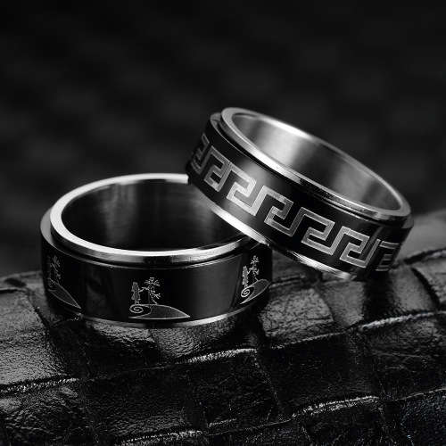 Titanium Steel Black Spinner Band. Ring Size 6,7,8,9,10,11,12,13